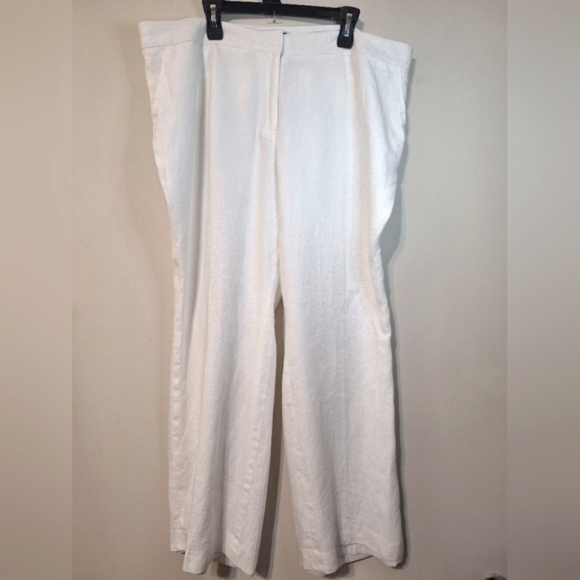 Talbots 20w heritage wide leg pure Irish linen white pants - Picture 1 of 7